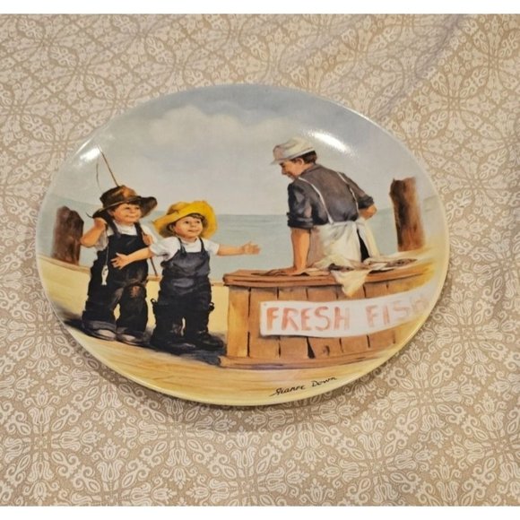 Vintage, Limited Edition 8" Knowles Fine China Plate: FISH STORY #2474A by Jeann - Picture 1 of 2